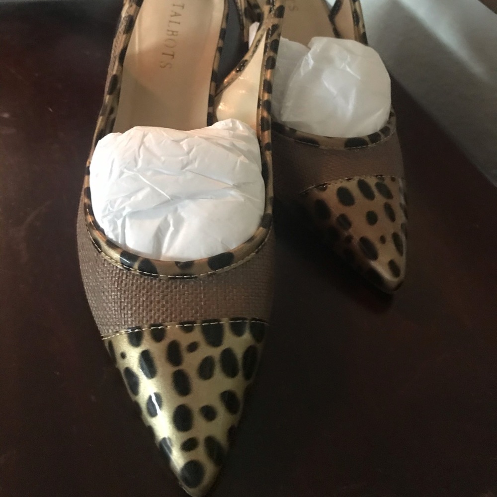 NWT Talbots cheetah print sling backs Size 8.5